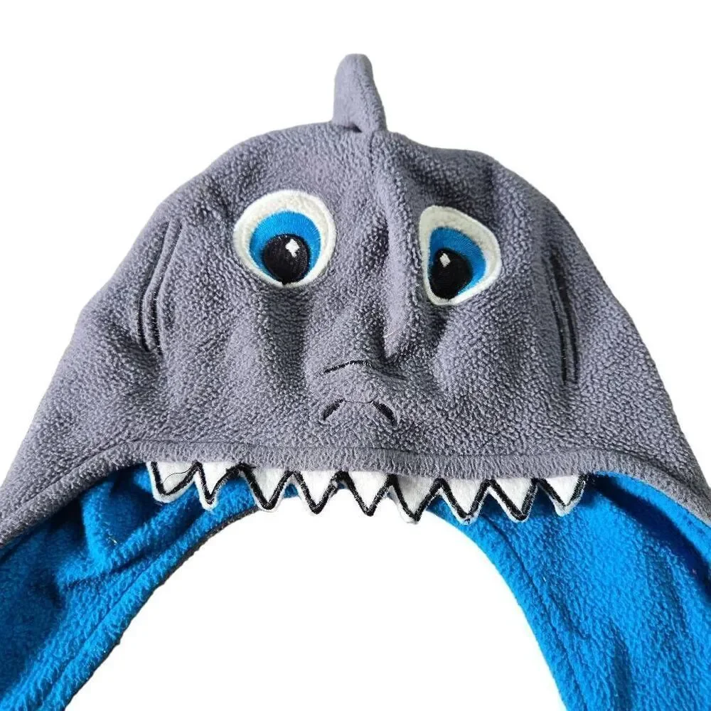 Toddler Boys Blue Microfleece Shark Peruvian Trapper Hat 2-4 yrs
